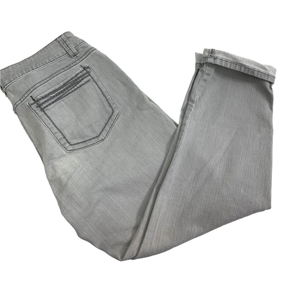 Elle Jeans Womens 10 Skinny Boyfriend Gray Stretch Embellished Distressed